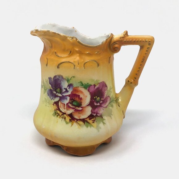 Small Antique Austrian Floral Porcelain Pitcher - Picture 1 of 7